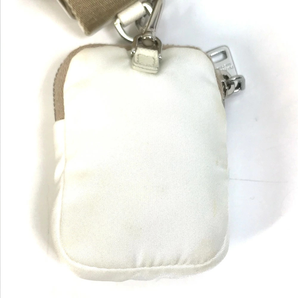 PRADA Triangle Logo Plate Edition Crossbody Bag Clutch Chain White - Picture 7 of 15